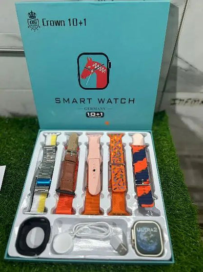 Crown 10-in-1 Smart Watch with 10 Interchangeable Straps