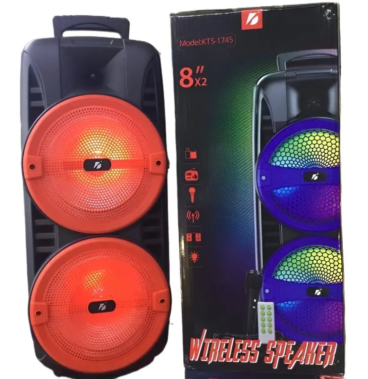 KTS-1745 Dual 8" Bluetooth Speaker with Mic and Remote