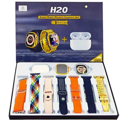 H20 10-in-1 Ultra Smart Watch Bundle (Includes 7 Straps, Silicone Case, and Earbuds)