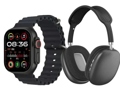 C9 Ultra 2 Smart Watch with 3 Straps & P9 Wireless Audio Headphones