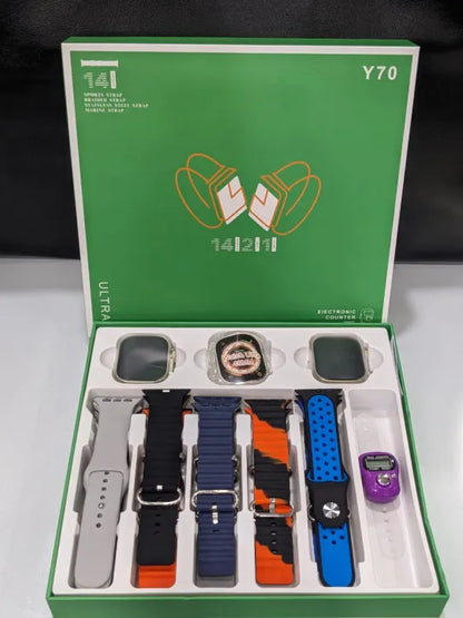 Y70 Ultra Couple Smartwatch With 13 Straps + Digital Tazbi